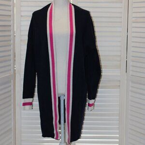 Crown & Ivy Pink Navy Long Open Cardigan Small NWT